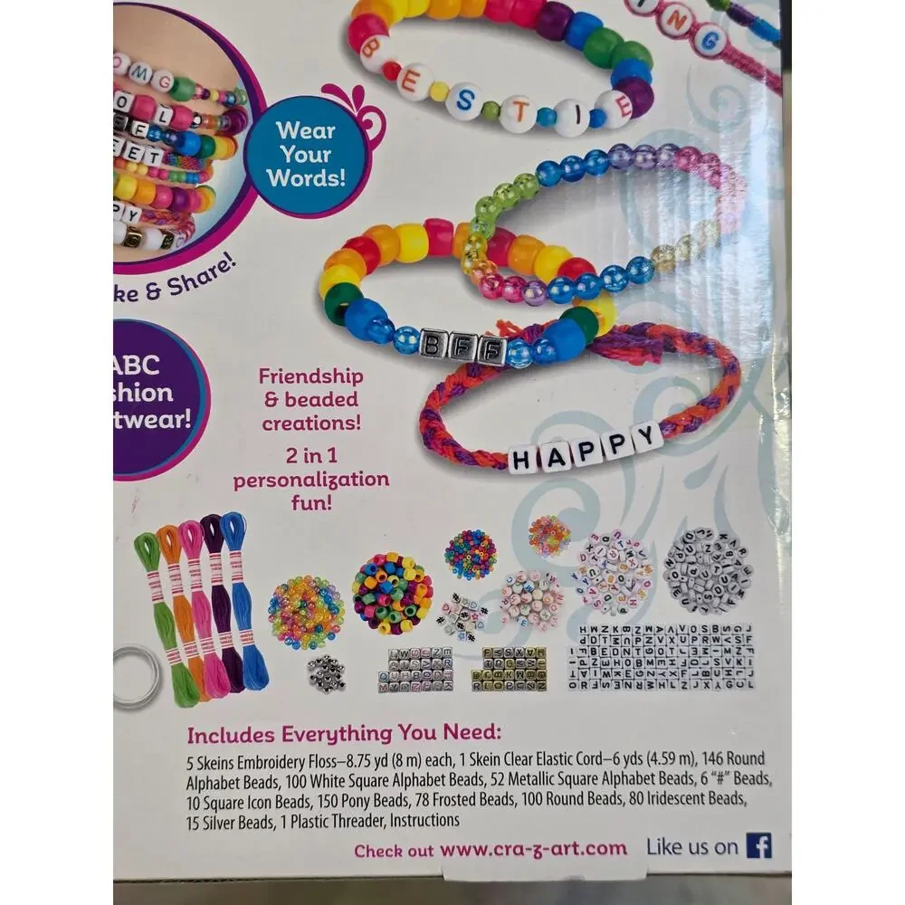 DIY Bead Bracelet Kit Letters Friendship Sleepover Kids Youth Activity Birthday